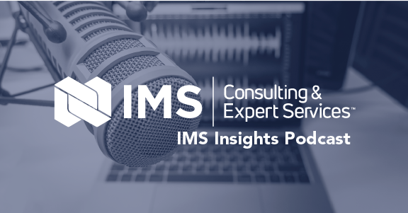 IMS Insights Podcast image, black and white microphone in background