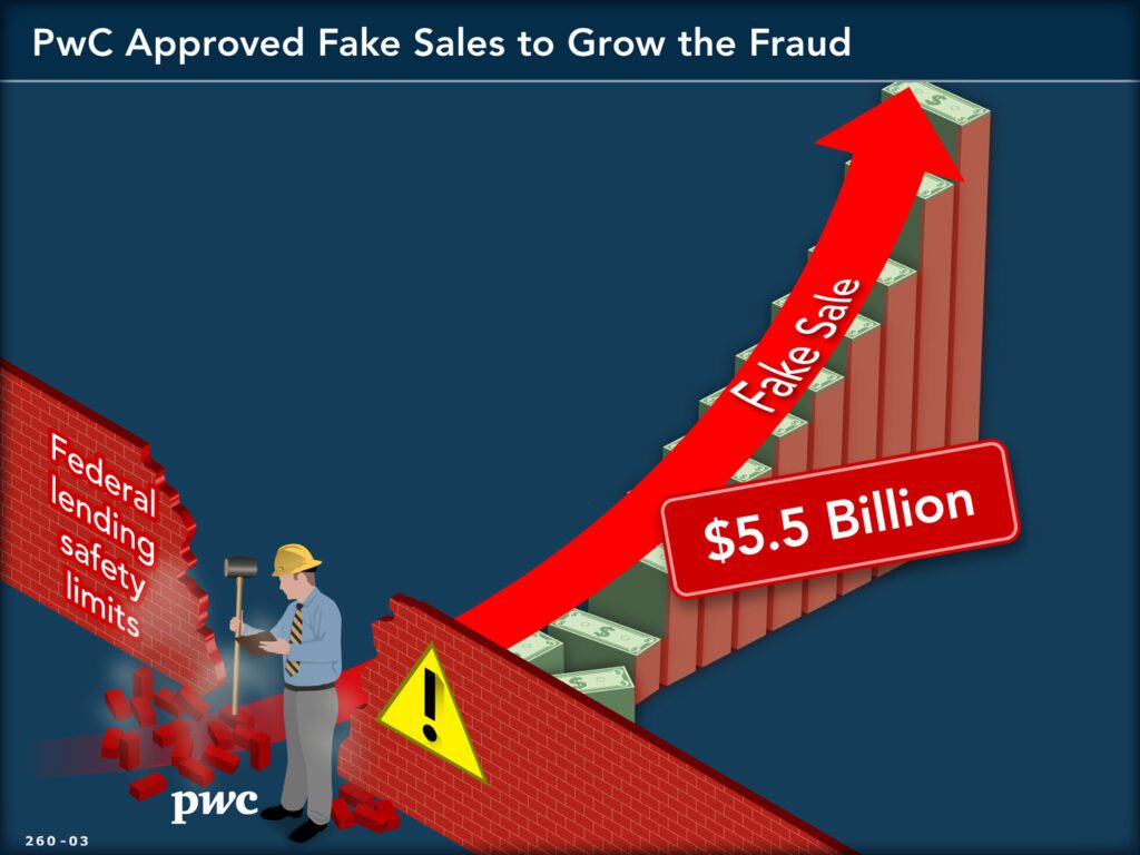 Slide presentation showing how PwC approved fake sales to grow the fraud